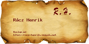 Rácz Henrik névjegykártya